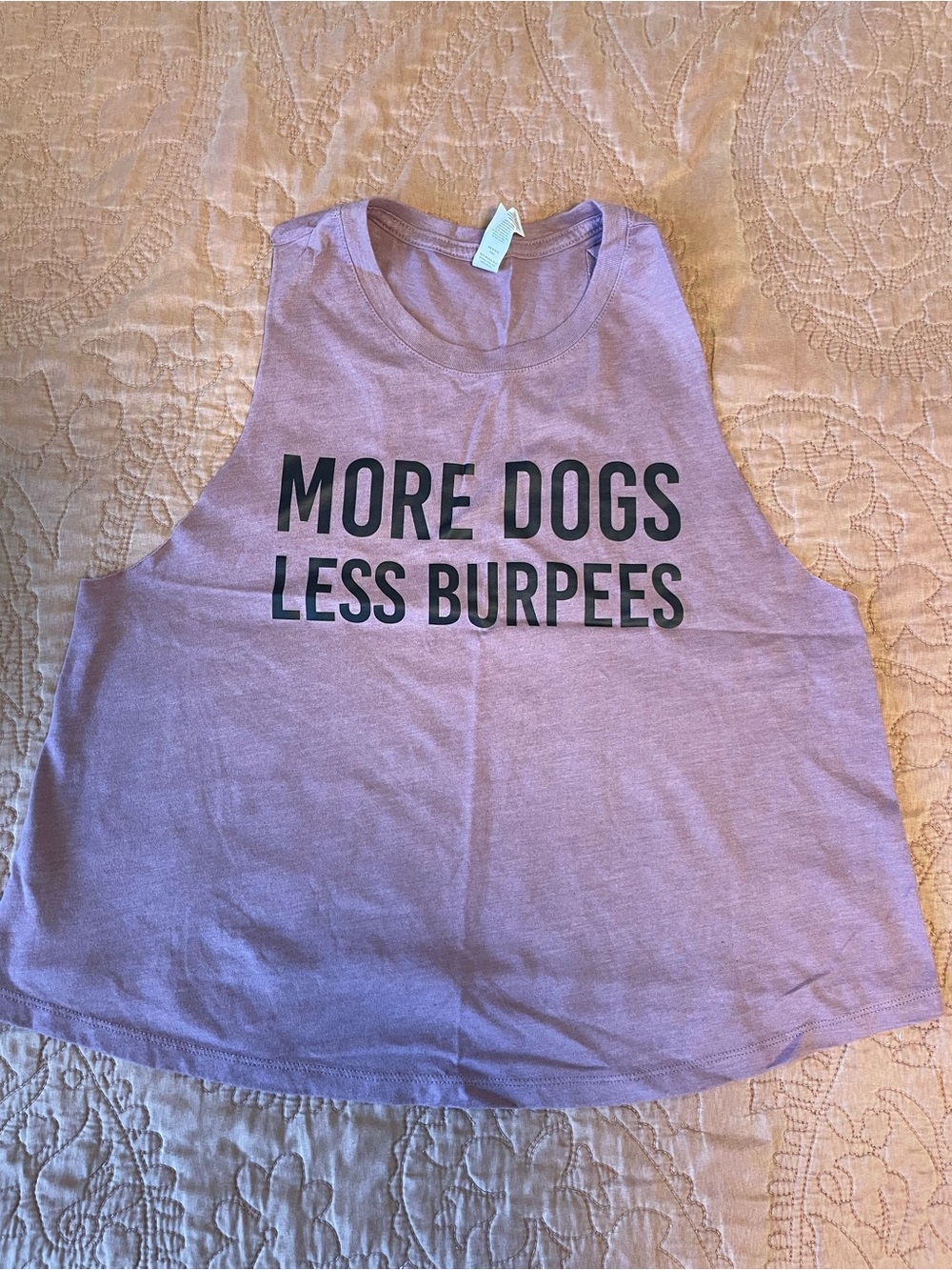 Lavender "More Dogs Less Burpees" Sleeveless Tank